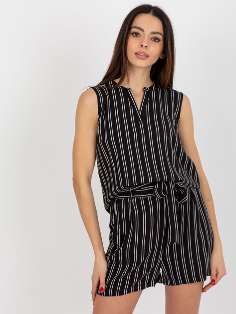 Hurt Czarna damska bluzka w paski bez rękawów FRESH MADE