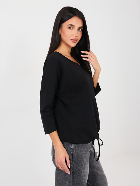 Czarna bluzka basic z rękawem 3/4 RUE PARIS