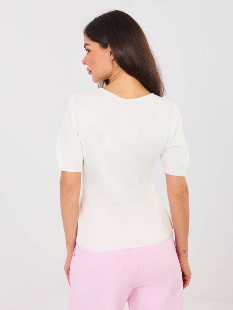 Ecru damski sweter z krótkim rękawem