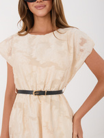 Beżowa elegancka sukienka z domieszką lyocellu RUE PARIS 