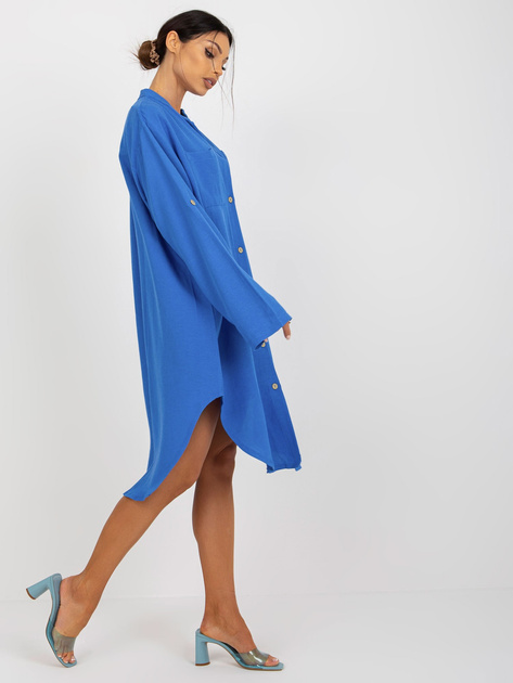 Hurt Niebieska sukienka szmizjerka z kieszeniami OCH BELLA