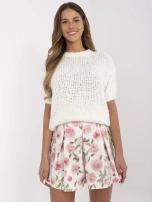 Hurt Kremowe damskie spódnico-szorty z zakładkami