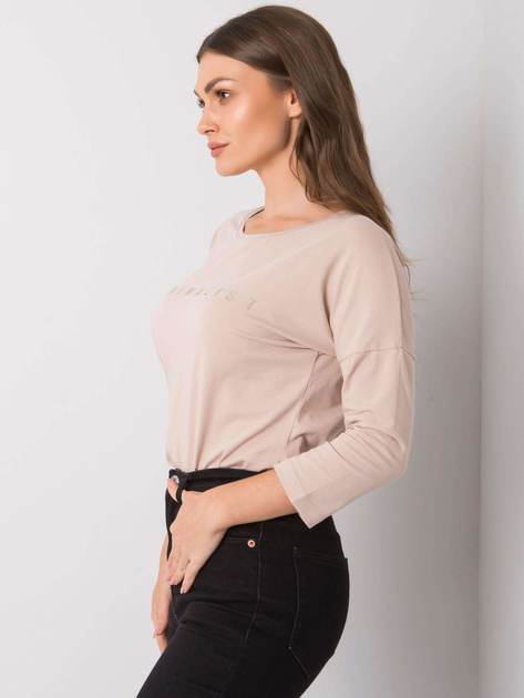 Jasnobeżowa bluzka bawełniana z napisem Cantrice