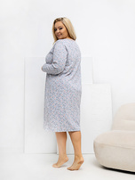 Szara nocna koszula plus size w kwiaty 
