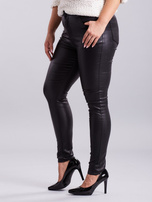 Plus Size Black Waxed Skinny Pants