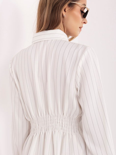 Ecru mini sukienka szmizjerka w paski RUE PARIS