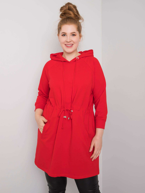 Czerwona bluza plus size z kapturem Norina