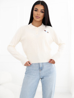 Kremowy damski sweter z ozdobnym haftem