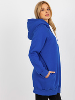 Hurtownia Kobaltowa długa dresowa bluza basic z kapturem