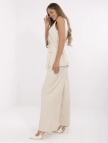 Beżowy garniturowy komplet z długą kamizelką