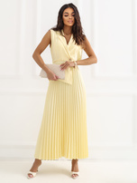 Jasnożółta plisowana sukienka bez rękawów RUE PARIS 