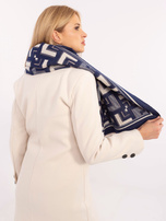 Hurt Granatowo-ecru szal z geometryczne wzory