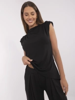 Czarny elegancki komplet z poduszkami na ramionach