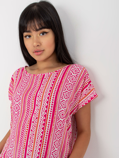 Hurt Różowa luźna bluzka z nadrukiem z wiskozy SUBLEVEL