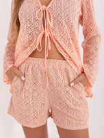 Brzoskwiniowy letni komplet z wiązaniami