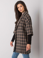 Szaro-pomarańczowy płaszcz z dzianiny Memphis RUE PARIS