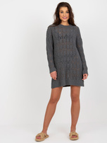 Hurt Ciemnoszara sukienka dzianinowa w ażurowy wzór