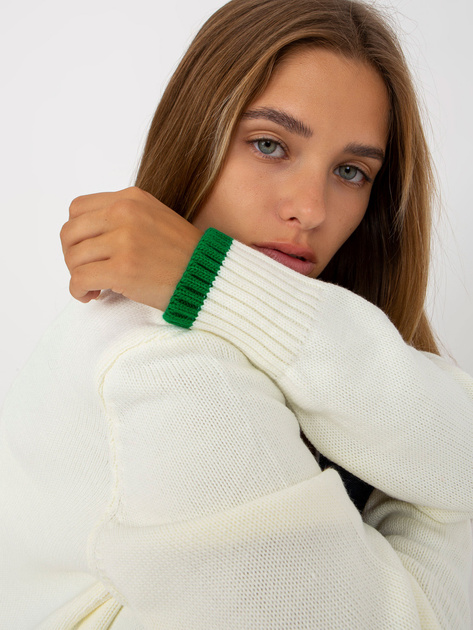 Hurt Ecru-zielony kardigan oversize z kieszeniami RUE PARIS