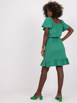 Zielona bawełniana sukienka mini w groszki RUE PARIS