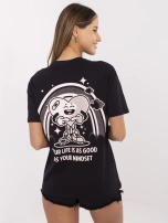 Grafitowy bawełniany t-shirt z nadrukiem SUBLEVEL