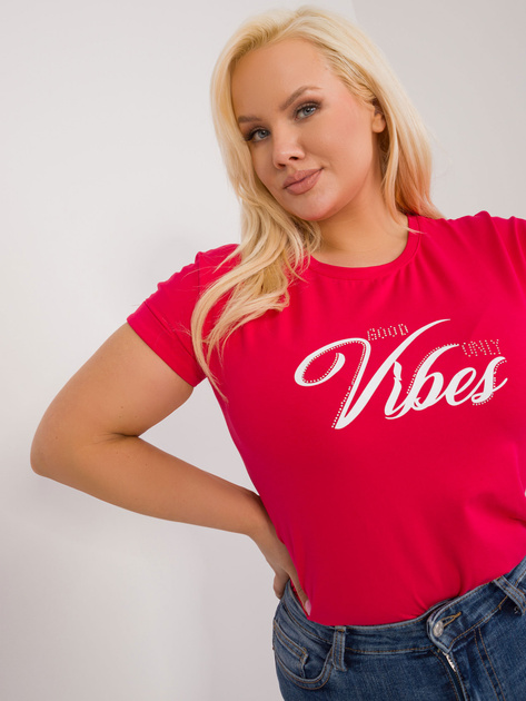 Hurt Czerwony damski t-shirt plus size z dżetami