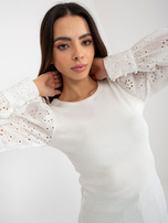 Hurt Biała prążkowana bluzka wizytowa z ozdobnymi rękawami OCH BELLA 