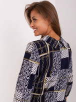 Hurt Granatowa koszula z nadrukiem i kołnierzem