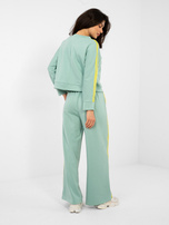 Pistacjowy komplet z szerokimi spodniami RUE PARIS 