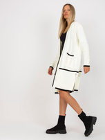 Hurt Ecru-czarny damski kardigan z kieszeniami RUE PARIS 