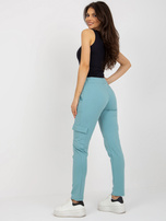 Hurt Ciemnomiętowe damskie spodnie dresowe typu cargo