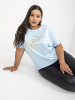 Jasnoniebieski t-shirt plus size z nadrukiem 