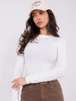 Ecru dopasowana bluzka basic z bawełny 