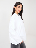 Biała sztruksowa bluzka z guzikami 