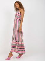 Hurtownia Sukienka maxi w kolorowe wzory z falbaną SUBLEVEL