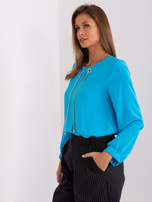 Hurtownia Niebieska bluzka wizytowa z długim rękawem