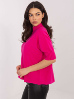 Fuksjowy damski sweter z domieszką wełny