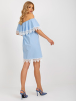 Hurt Jasnoniebieska damska sukienka hiszpanka z falbaną