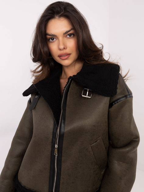 Hurtownia Khaki ocieplana kurtka zimowa typu biker