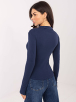 Granatowa dopasowana bluzka basic z bawełny