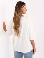 Ecru damska bluzka z troczkami