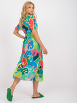 Zielona plisowana sukienka one size z krótkim rękawem