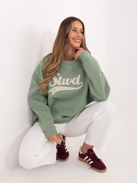 Pistacjowa damska bluza oversize z ociepleniem RUE PARIS