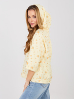 Pastelowa żółta damska bluza oversize w kwiatki 