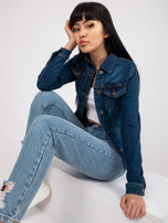 Dark Blue Women's Cotton Denim Jacket RUE PARIS 