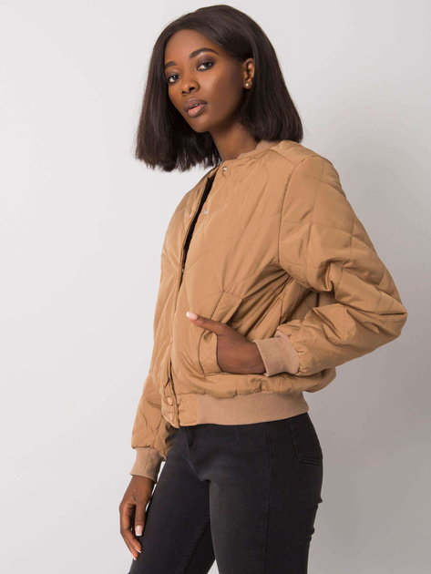 Ciemnobeżowa pikowana kurtka bomberka Sherise