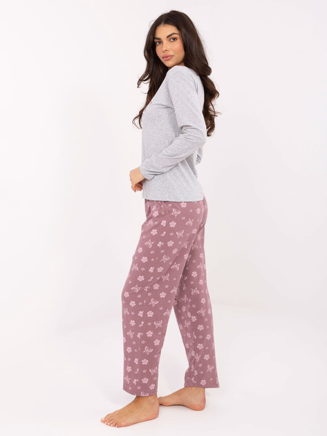 Szara bawełniana piżama w motyle