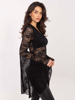 Czarna koronkowa bluzka z dekoltem V