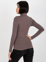 Hurt Ciemnobrązowa bluzka basic z golfem Cassie RUE PARIS