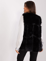 Hurt Czarna kamizelka damska z ekologicznego futra