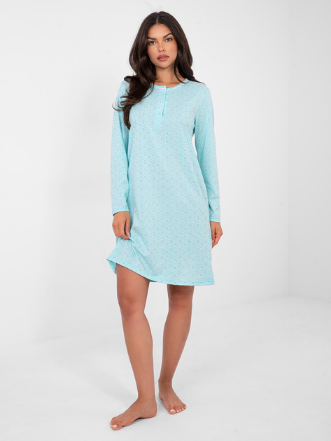 Miętowa nocna koszula z długim rękawem